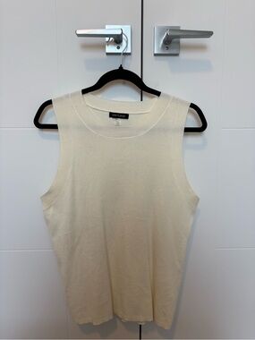 Cable & Gauge Knit Sleeveless Tank Top - Cream